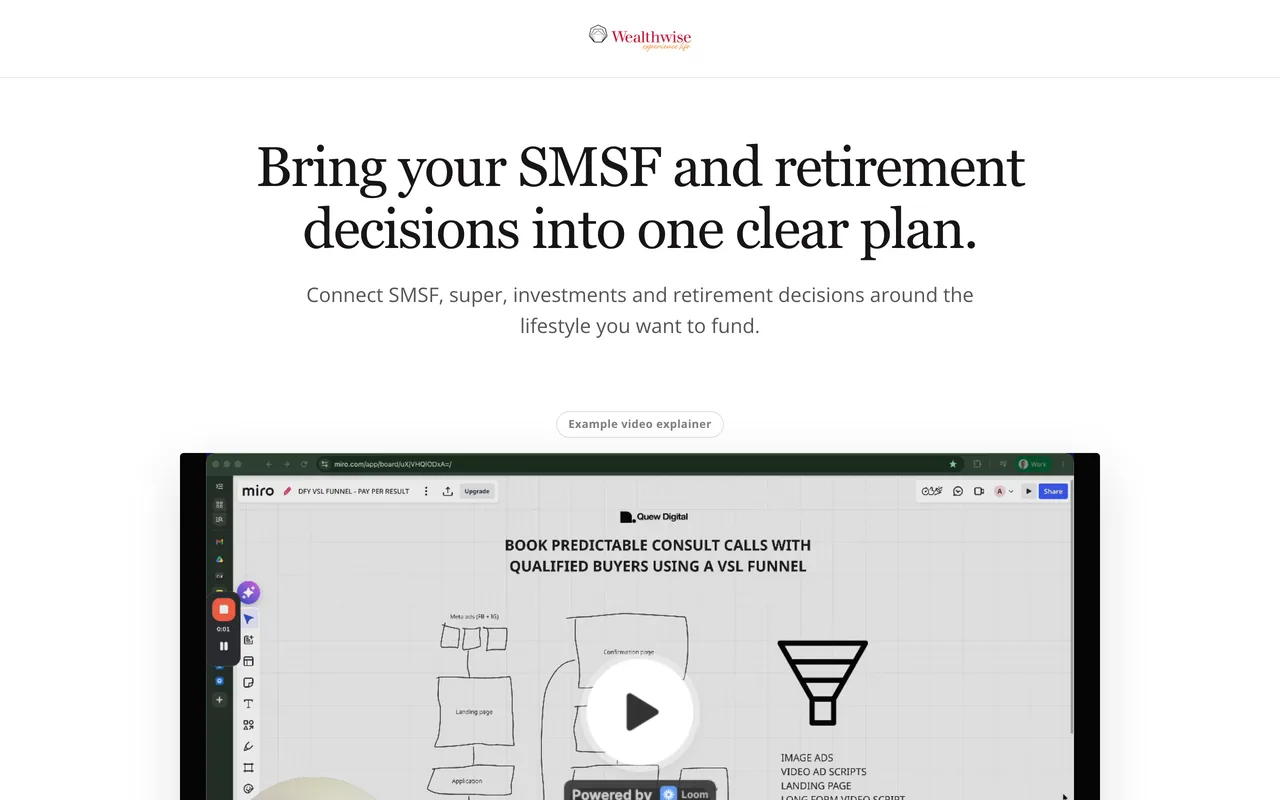 Landing page preview for Wealthwise